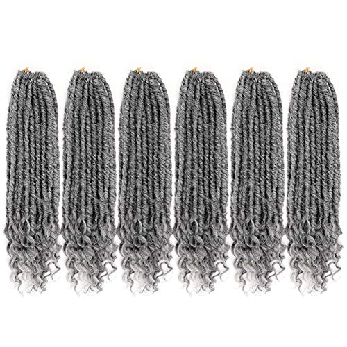 Goddess Faux Locs Crochet Hair Straight Faux Locs With Curly Ends 20Inch Synthetic Crochet Twist Braids Hair Extensions 6Pcs/Lot 24 Strands/Piece(GRAY)