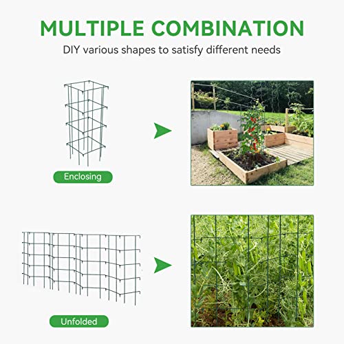 Growneer 3 Pack Square Tomato Cages For Garden, 39 Inches Heavy Duty Metal Folding Plant Support Stake Tower With 328Ft Twist Ties, Garden Trellis For Tomato Cucumber Eggplants Climbing Plants, Green #TOP1