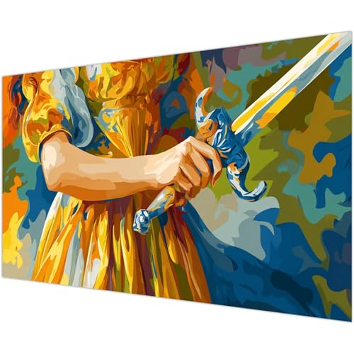 Diamond Painting Femme Diamond Painting Adulte Épée DIY Full Drill Carré Diamant Kit Gemme Point de Croix Set Cristal Artisanat Maison Décor, Loisirs Créatifs Adultes Débutant Cadeaux 70x140cm L#-932