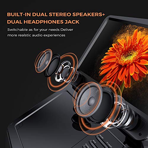 SUNPIN-Portable-DVD-Player-125-for-Car-and-Kids-101-inch-Eyesight-Protective-HD-Swivel-Screen-Stereo-SpeakersDual-Earphones-Jack-Support-Sync-TVUSBSD-Card-Car-Headrest-Mount-CaseBlack