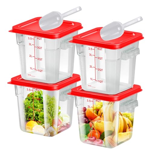 FeyBuosk 4 pcs 4qt Food Storage Containers with Lid, Square