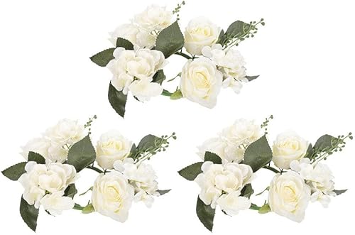 BESPORTBLE Anillos de vela florales para coronas de rosas artificiales para pilares de primavera, 3 pulgadas7.9in, 3 piezas
