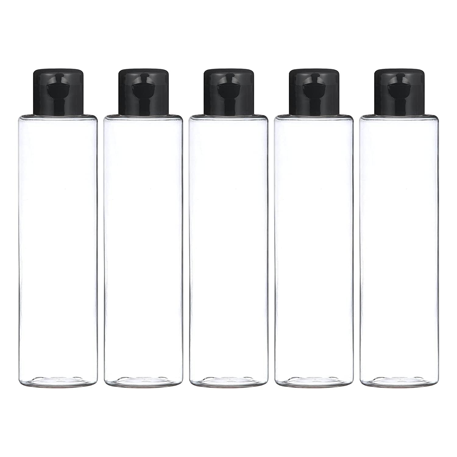 SHREE MAHA 5pcs 100ml Empty Clear Plastic Square Bottles Refillable Travel Size Cosmetic Travelling Containers Squeeze Bottles with Black Flip Cap for Toiletries,Shampoo. (Pack of 5)-image-38
