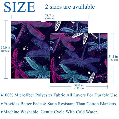 Couverture en microfibre de qualité supérieure au motif libellules