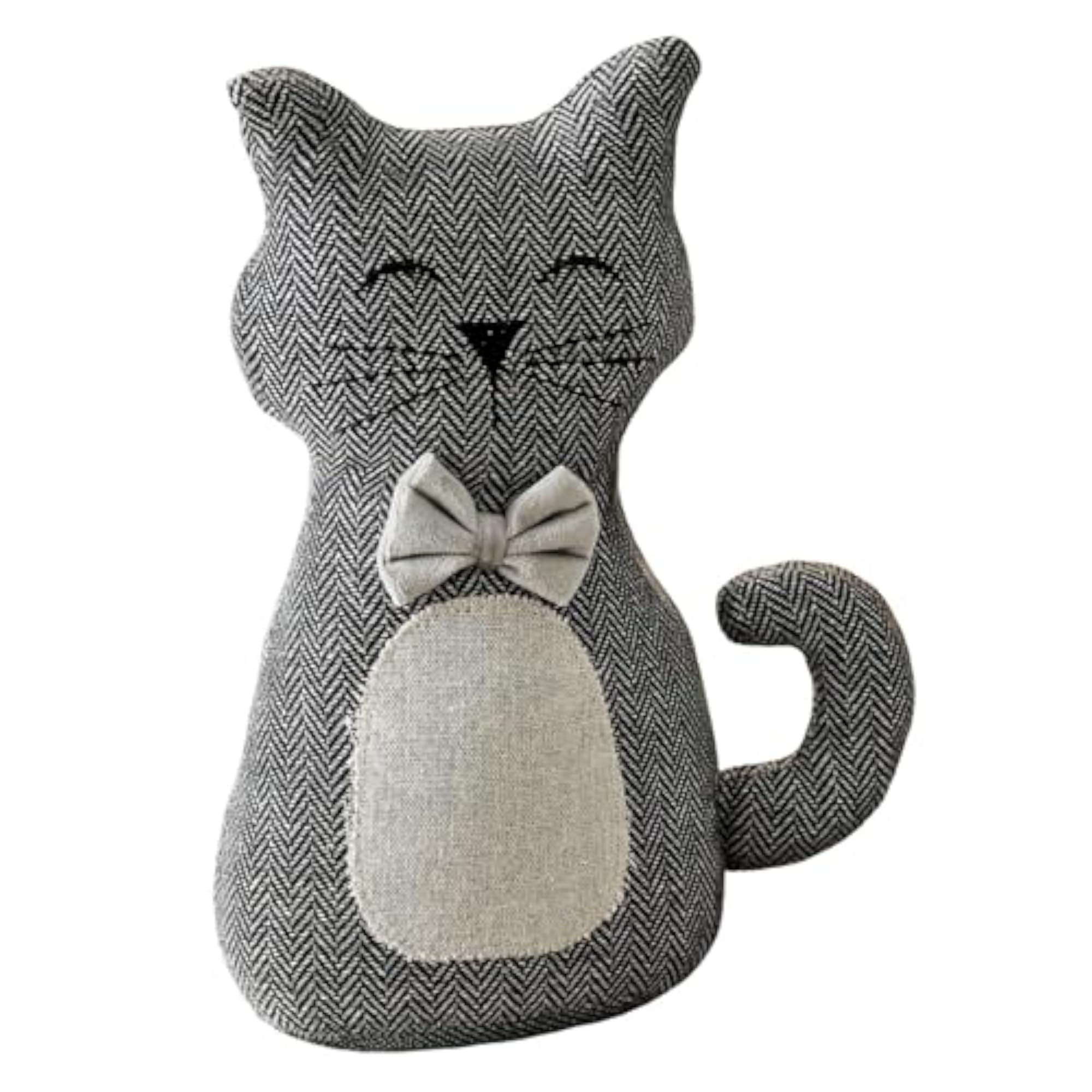 Cute Weighted Cat Shape Door Stopper with Bowtie