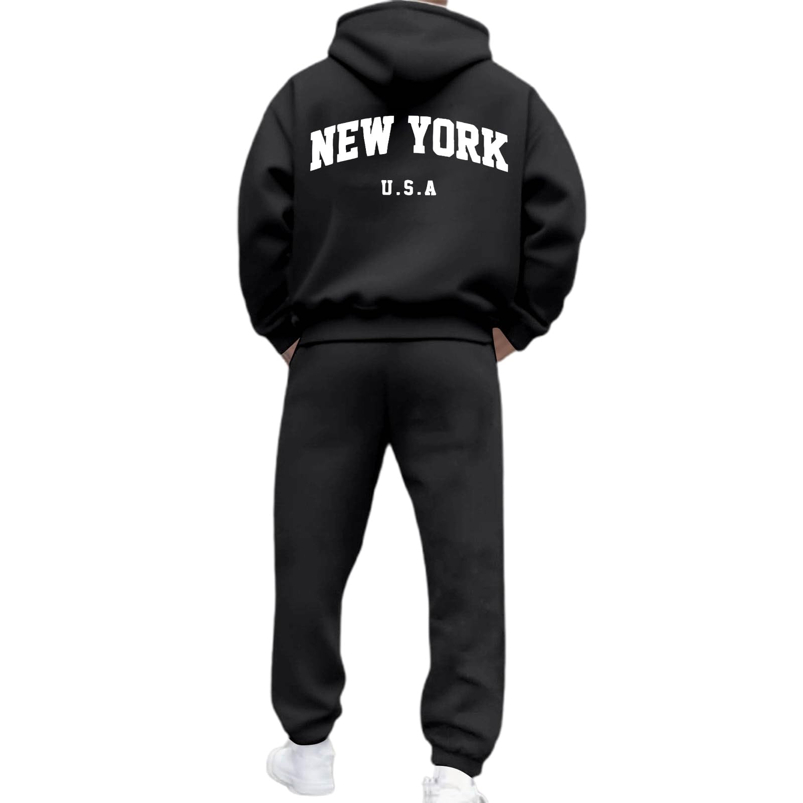 Tuta da jogging uomo 2 pezzi con cappuccio Y2K Hip Hop Fitness