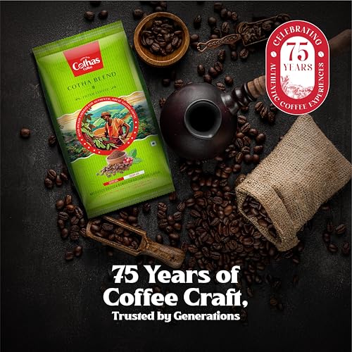 Image of Cothas Cotha Blend Filter Coffee Powder | Roasted & Blended Signature Mix of 60% Coffee & 40% Chicory | Authentic South Indian Filter Coffee with Rich & Aromatic Flavour 500gm