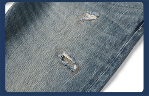 Men High Standard Regular Fit Cotton Fabric Selvedge Jeans Denim Pants Light Blue 333