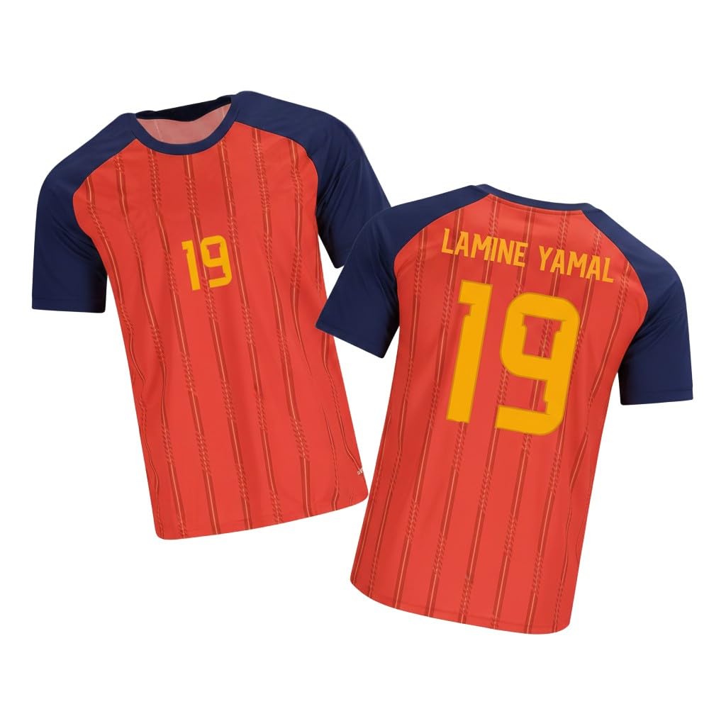 Spain Yaml 19 Home Soccer Jersey Tee for Boys & Girls L5 | Classic crew neck design for everyday comfort.-picture-13