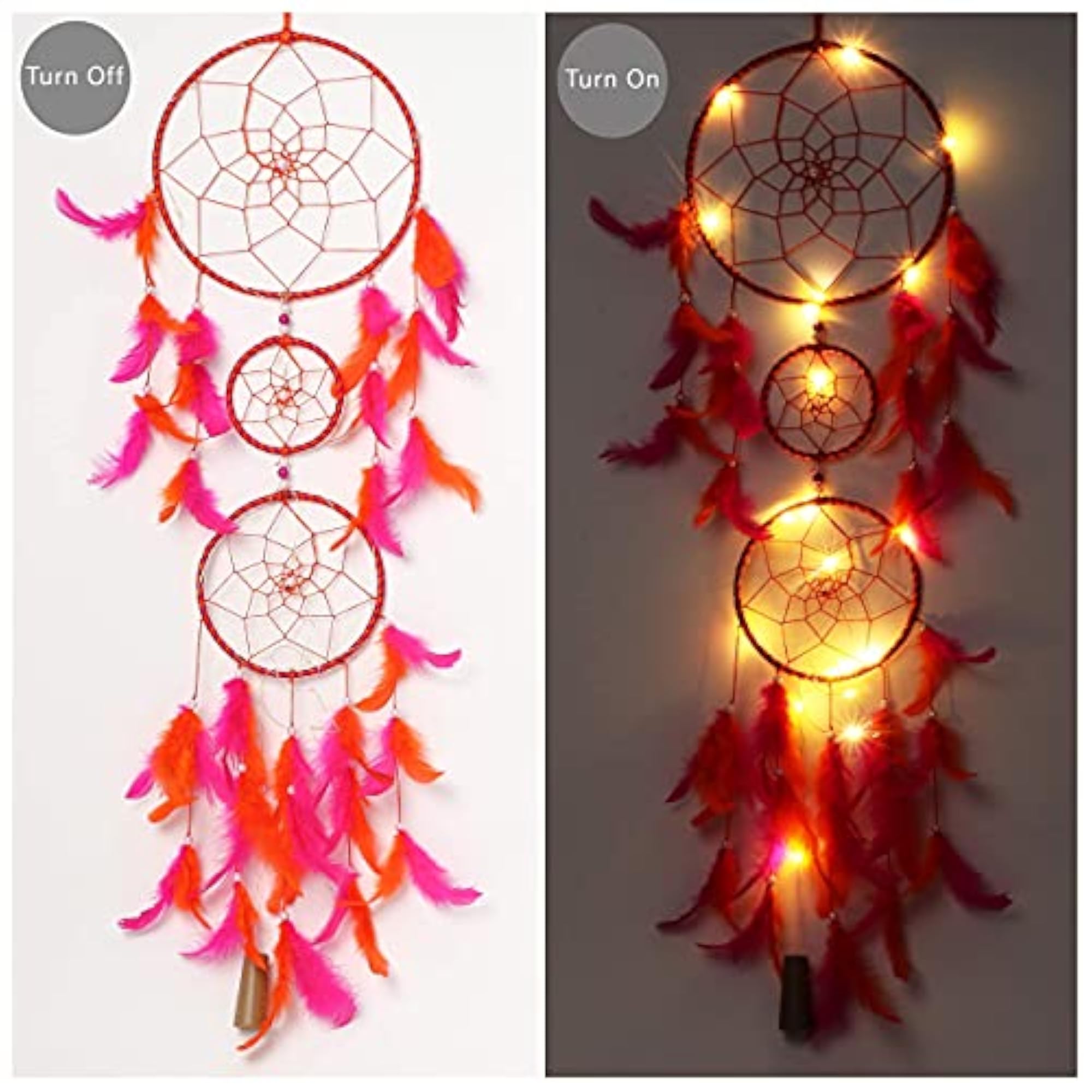 Mehruna Dream Catchers Wall Hanging, Handmade Decor with Lighting