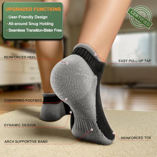 BULLIANT Women Ankle Socks 6Pairs,Active Running Socks Breathable Wicking Arch Support Fully Cushioned Footbed4