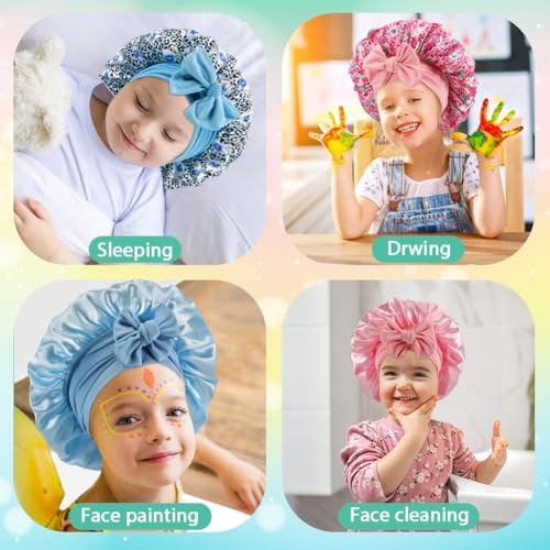 4PCS Baby Satin Bonnet,Silk Bonnet for Kids,Kid Hair Bonnets for Sleeping,Kids Satin Bonnets for Girls Boys Toddler 5