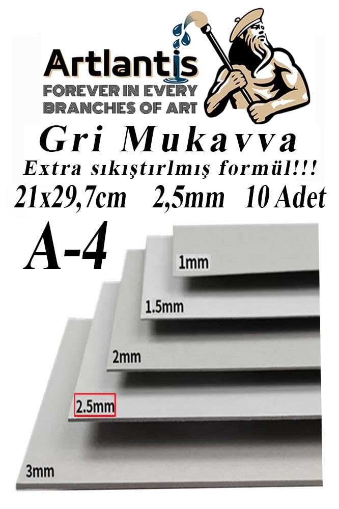 A4 Mukavva Gri 2.5 mm 10 Adet 1 set 21x29,7 cm A-4 Mukavva 2,5 mm Kalınlığında A-4 Mukavva