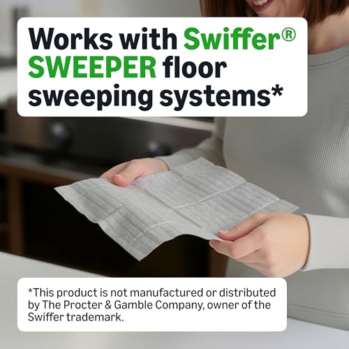 Image of Amazon Basics Dry Sweeping Cloths for Floor Cleaning, Pet Hair, Dust, Dirt, Multi-Surface, Disposable, Fits Swiffer Sweeper Mop Heads, 64 Count, Packaging May Vary