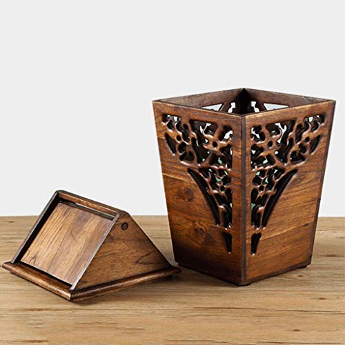 Caneca de basura cuadrada de madera antigua 3.2 galones miniatura 4