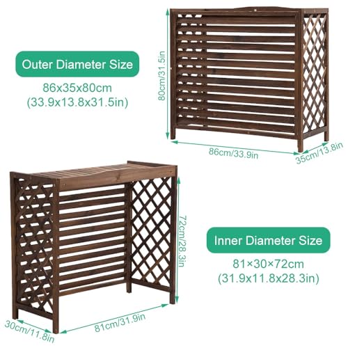 Housse de protection pour climatisation extérieure bois 81x30x72cm durable