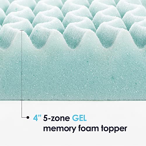Mellow 4 Inch 5-Zone Memory Foam Mattress Topper, Cooling Gel Infusion, Twin #TOP6