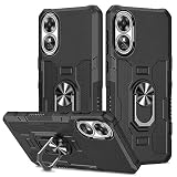 YOUULAR Case for Oppo Reno10 Pro/Reno10 Metal CD Pattern Ring Holder Mobile Phone Case Shockproof Anti-Drop Protective Phone Cover Military Cases[Support Car Holder] Black