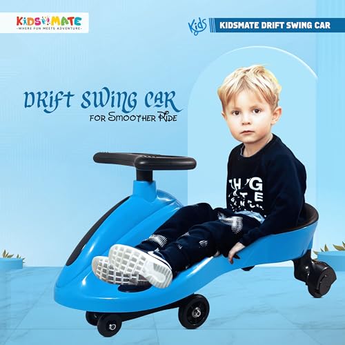 Image of Kidsmate Drift Swing Car for Kids - Ride-On Toy with PU Wheels, Non-Slip Pedals, and 360 Rotating Steering for Easy Navigate The Car for Ages 3 and Up -Blue 1