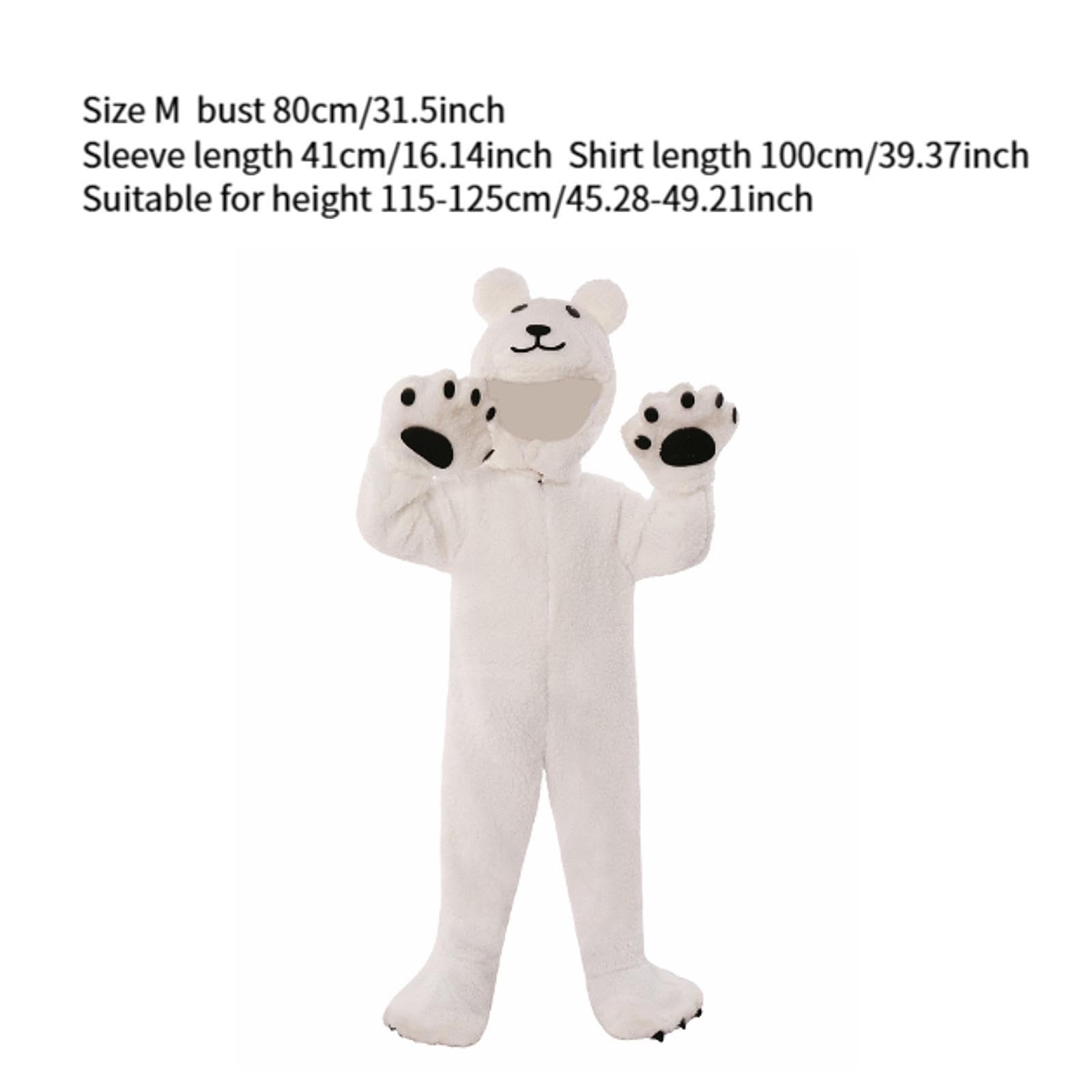 TISHITA Cosplay Jumpsuit Kinder Plüschoverall Kapuzenanzug mit Und Handschuhen Aus Langärmligem Material für Halloween Karneval Familienspiel, M