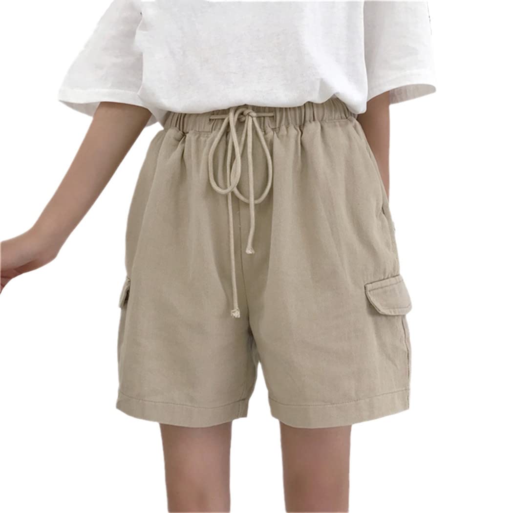 Short kaki décontracté en coton pour homme avec cordon ajustement confortable