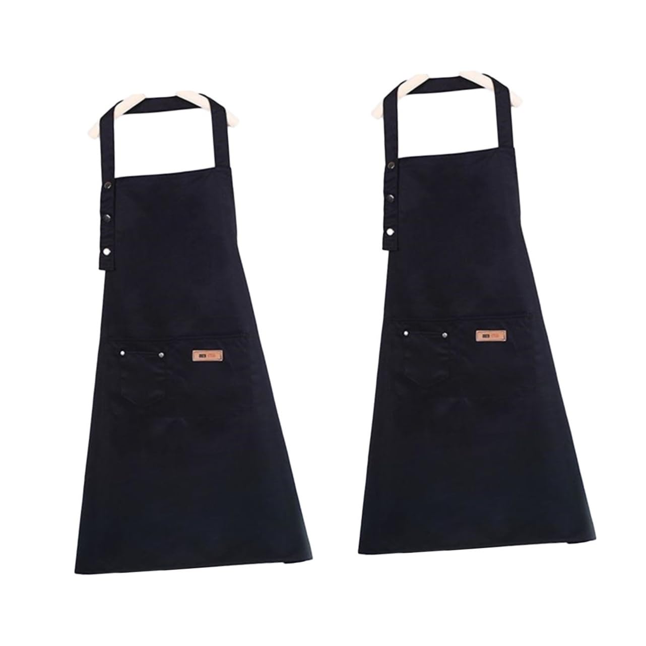 TOPBATHY 2piezas Delantal De Cocina Ajustable De Algodón Delantal Negro Unisex Para Cocinar Casa o Camping Diseño De Color