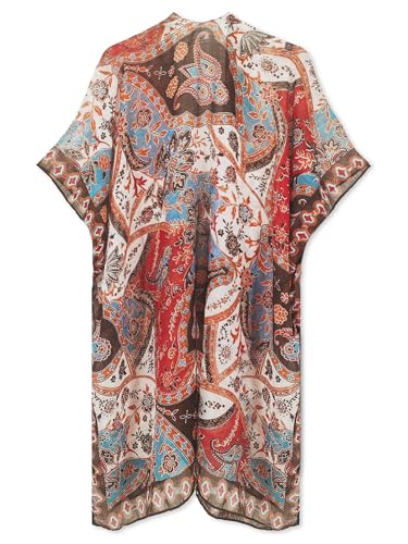 Image of Spicy Sandia Kimonos for Women Floral Beach Cover Up Loose Swimsuit Bathing Suit Coverup Cardigan for Summer Swimwear