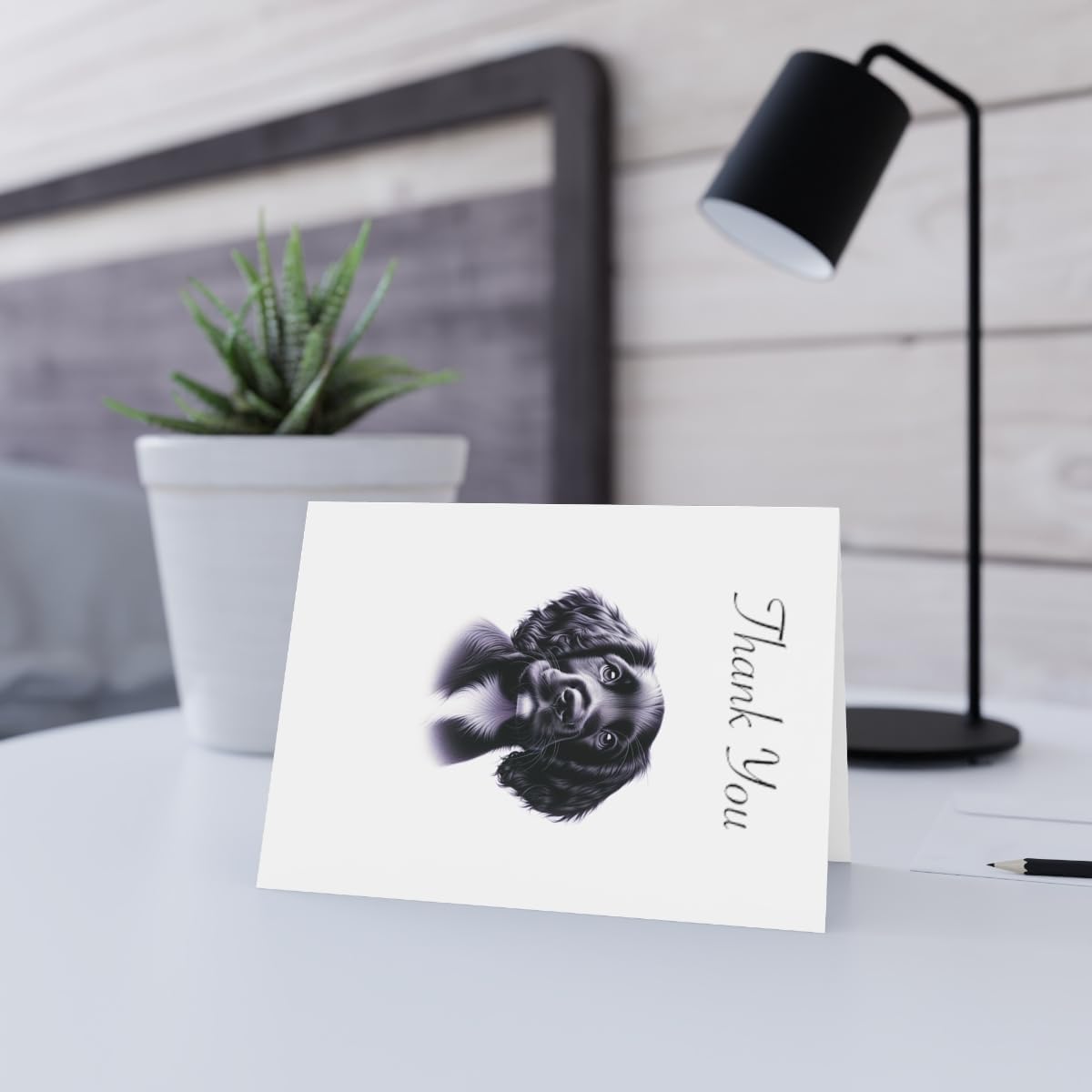 DistinctInk Greeting Card/Note Card -Field Spaniel Puppy Colored Pencil Drawing Birthday - PACK of 25