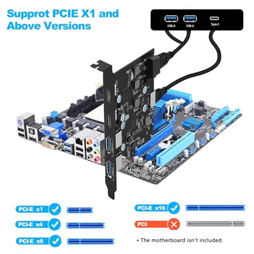 YIZITU PCIE USB Card 6 Port PCIE 2x USB C 2x USB A Expansion Card PCIE Controller 19 Pin Connector For Desktop PC Host Card - Image 7