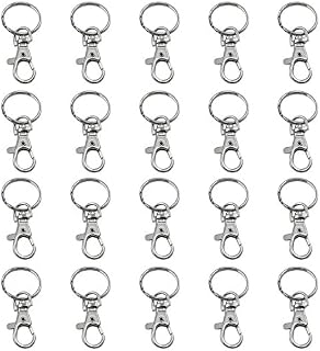 TRIXES 20 X Small Lobster Detachable Swivel Clasps for Key Split Ring Craft Hobby Jeweller, Keychain Making Accessory, Crafting Supplies, Silver