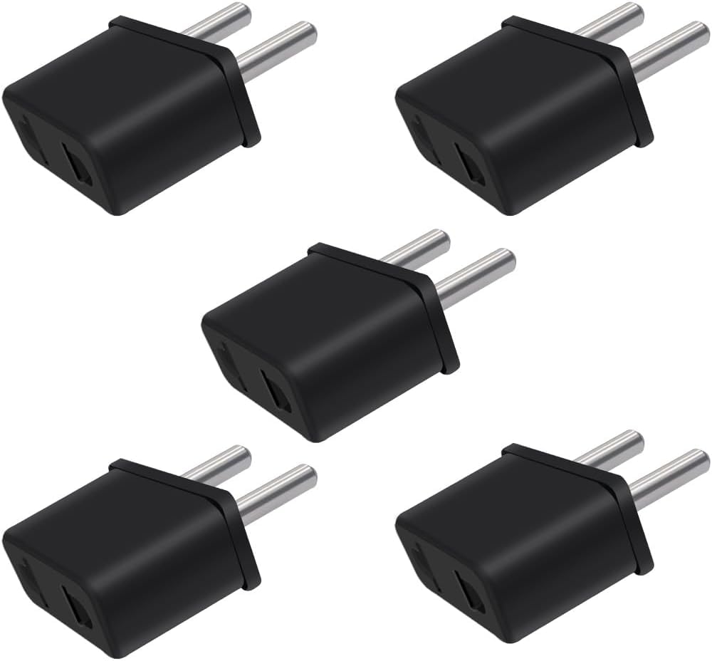 fdealz® [ 20 Pieces ] US Female Flat Pin to EU Plug India 2 Pin Male AC Wall Universal Travel Power Socket Plug Adaptor, AC 250V (Black) 2 Pin Flat US to EU Male Connector-image-34