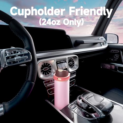 Image of 24 oz Insulated Water Bottle for Sports: Meoky Stainless Steel Water Bottle with Straw and Spout Lid - Leak Proof, Cold for 24 Hours, Fits in Car Cup Holder, BPA-Free for Women Travel, Angel Food Cake
