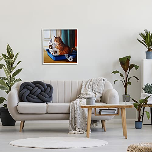 Stupell-Industries-Litter-Box-Reading-Funny-Cat-Pet-Painting-Design-by-Lucia-Heffernan-White-Framed-Wall-Art-24-x-24-Multi-Color
