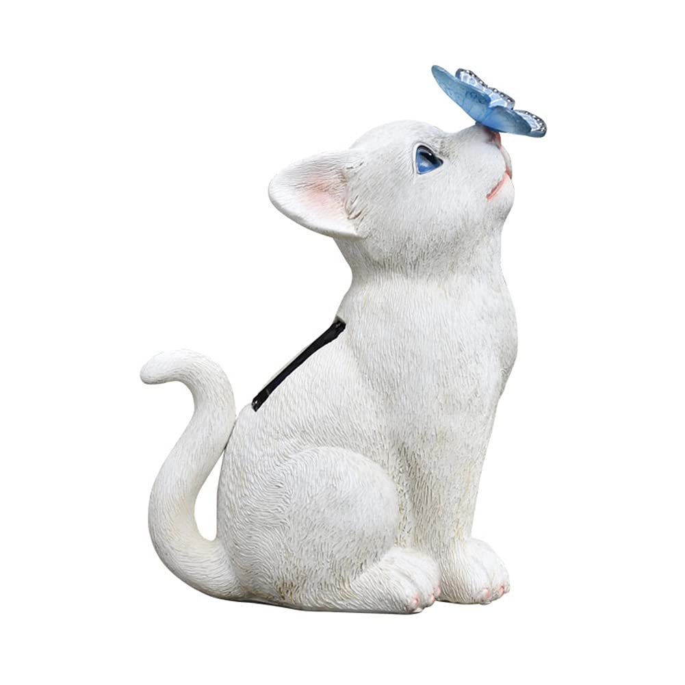 Cadeaux et collections jardin statue chat solaire en résine