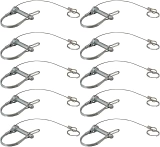 HILILON Trailer Coupler Pin, 5/16-Inch Diameter x 1-3/4-Inch Long Prevents Loss, Plastic Coating Tether, Length 11-1/2" with Steel Quick Release Ring 10Pcs