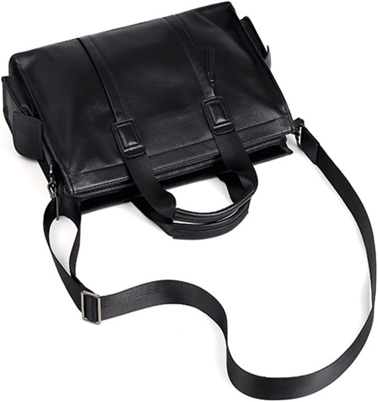 Genuine Leather Men's Handbag Cowhide Computer Bag 14 Inch Business Large Capacity Crossbody Briefcase