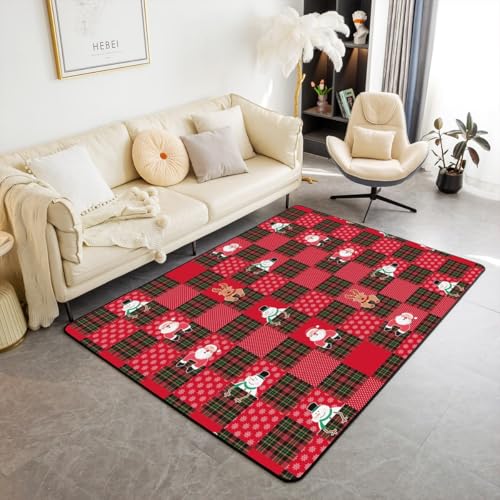 Homemissing Alfombra de interior para niños y niñas, 150 x 200 cm, diseño de copo de nieve, para sala de estar, para niños, mujeres, hombres, decoración de ciervos de Navidad, alfombra decorativa de