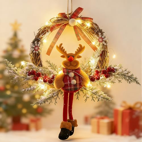 Türkranz Weihnachten, 35cm Weihnachtskranz Haustür, Led...