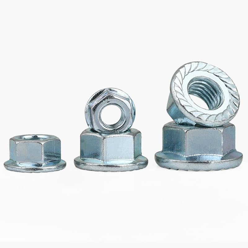 Flange Lock nut, Left Hand Thread Hex Flange Nut M4 M5 M6 M8 M10 M12 Carbon Steel Zinc Plated Lock Nut(M5x0.8 (30pcs))