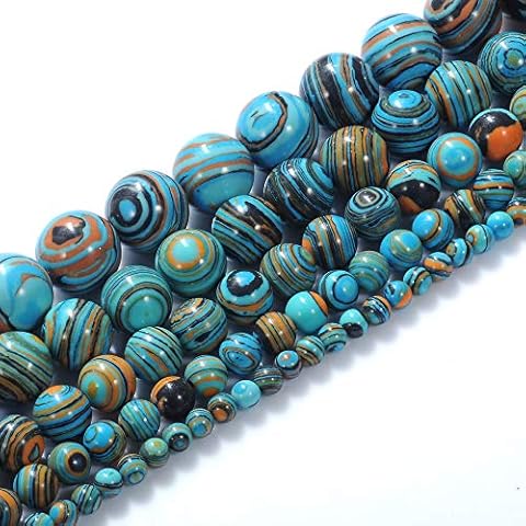 Natural Stone Beads 6mm Blue Malachite Gemstone Round Loose Beads Crystal Energy Stone Healing Power for Jewelry Making DIY,1 Strand 15" Cover