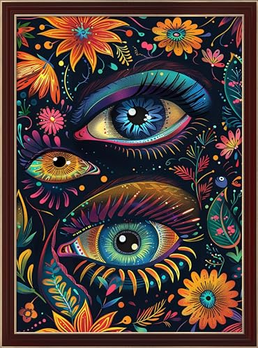 Image of Leczany Cross Stitch Patterns Stamped Kit for Beginners | Embroidery Supplies DIY Craft Kit Needlepoint for Adults Starter | 11CT, 3 Strands | Beautiful Eyes 15.8x22.1 inches