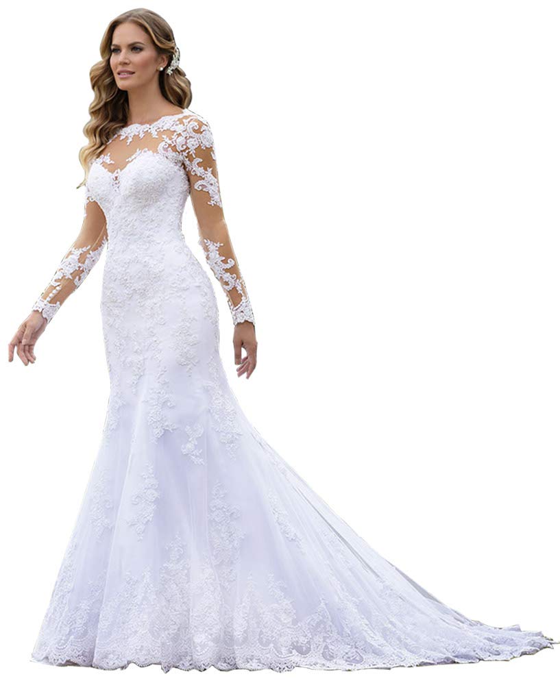 WaterDress Beach Wedding Dresses for Bride 2024 Long Sleeve Lace Boho Bridal Gowns for Women WDW001