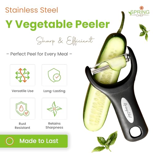 Spring Chef Stainless Steel Y Shaped Vegetable Peeler for Kitchen - Black - Image 2