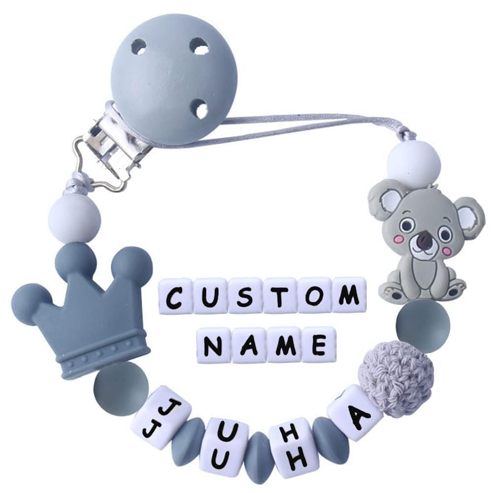 Personalized Koala Pacifier Clip with Name Custom Baby Pacifier Clip Binky Clips for Baby Birthday Christmas Gift (Koala)