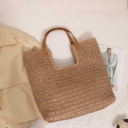 Large Capacity Handbags for Women Straw Woven Shoulder Bag Ladies Hand-woven Seaside Bag Female Beach-Bag4