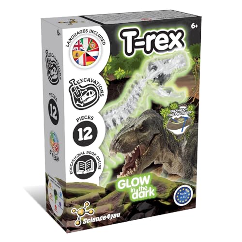 Science4you Excavation de Fossiles T-Rex - Jouet avec des Dinosaures Qui Brille dans l'obscurité, Creusez Les Fossiles de Votre T-Rex, Jouets, Jeux, Cadeaux...