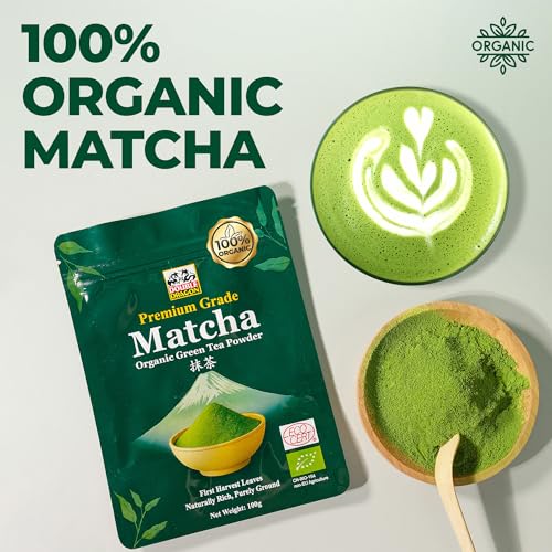 Double Dragon | 100% Organic | Premium Matcha Green Tea Powder – 100g | Japanese Stone-Ground Method | Smooth, Vibrant & Antioxidant-Rich | Ideal for Tea, Lattes, Baking, Smoothies