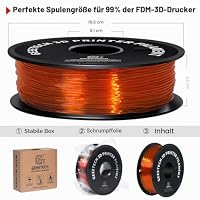 GEEETECH TPU filament 1.75mm Transparent Orange, Flexible 3D Drucker Filament 500g 1 Spool – Ansicht 6