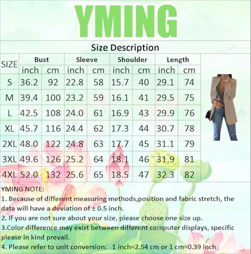 Yming Frauen Cardigan Vorne Offen Herbst Anzüge Bolero Slim Fit Freizeit Business Blazer Orange 3XL