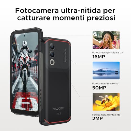 Doogee Blade 20 Turbo Rugged Smartphone 5G, 6,6" 32GB+256GB/TF 2TB Smartphone, Dimensity 7050 10300Mah Telefono Indistruttibile, Android 15 Celluare Antiurto, Gemini/50Mp/5G Dual Sim/Ip68/Otg/Face Id - 6